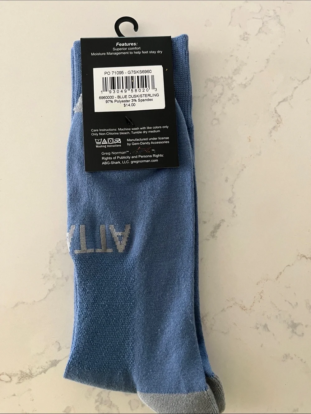 Greg Norman Collection Light Blue Dusk/Sterling Men's Dress Socks (1 Pair)